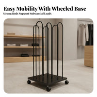 Space Saving Mobile Hanger Storage Rack Minimalist Design Rolling Hanger Stacking Stand Heavy Duty Shop Fixture Large Capacity for Boutique Managers, Apartment Dwellers, Stockroom, Bedroom, Laundry Room, Entryway