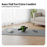 Non-Slip Comfortable Grip Ab Roller Portable Design Twin Wheel Ab Roller Knee Pad Included Abdominal Wheel Long-Lasting Construction for Beginners, Home Gym