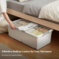 Rolling Underbed Drawer With casters Flat Rolling container particlesproof Lid for Under Bed