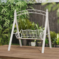Swing Bench with Arch-Supported Base Freestanding Outdoor Swing Bench Metal Furniture for Couples, Homeowners, Garden, Backyard, Balcony