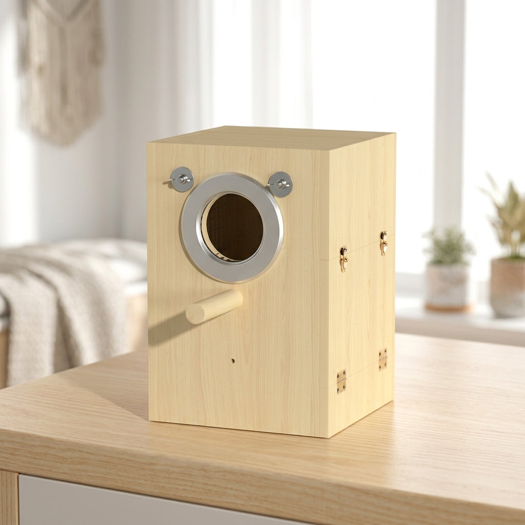 Removable Drawer Bird Nesting Box, 23x15x15cm Nest Boxes for Birds with Perch, Wooden Bird Boxes for Budgies, Lovebirds and Small Parrots