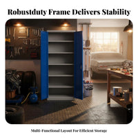 High Load Capacity Heavy-Duty Tool Locker Long-Lasting Lockable Steel Cabinet Multi-Functional Storage Furniture Adjustable Shelves for Factory Workers, Workshop Technicians, DIY Enthusiasts, Garage, Warehouse, Home, Office