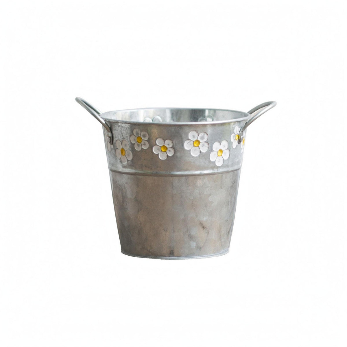 Floral-patternedPatterned Metal Planter Multi-Purpose Distressed Galvanized Planter Vintage Metal Flower Pot Indoor and Outdoor