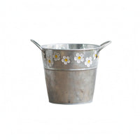 Floral-patternedPatterned Metal Planter Multi-Purpose Distressed Galvanized Planter Vintage Metal Flower Pot Indoor and Outdoor