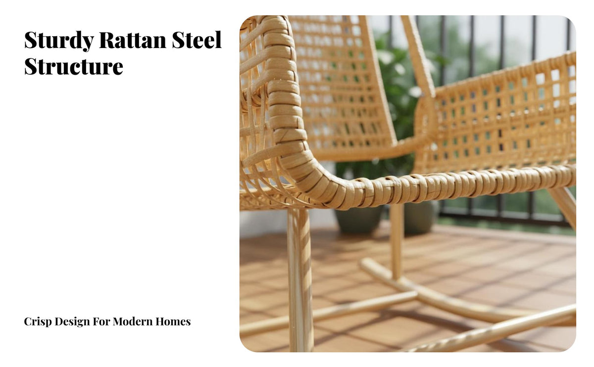 Weather Resistant Rattan Rocking Lounge Chair Breathable Weave Rattan Rocking Chair Soft Cushion Included Oversized Patio Rocker Wide Seat for Seniors, Homeowners, Readers