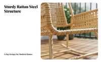 Weather Resistant Rattan Rocking Lounge Chair Breathable Weave Rattan Rocking Chair Soft Cushion Included Oversized Patio Rocker Wide Seat for Seniors, Homeowners, Readers
