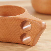 Beech Wood Cup Handheld Wooden Mug Cup with Handle Lightweight Elegant for Travel