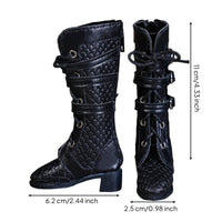 1/4 BJD Black Leather Boots Textured texture/4 Doll Boots for Photo Photography, Display, Collection