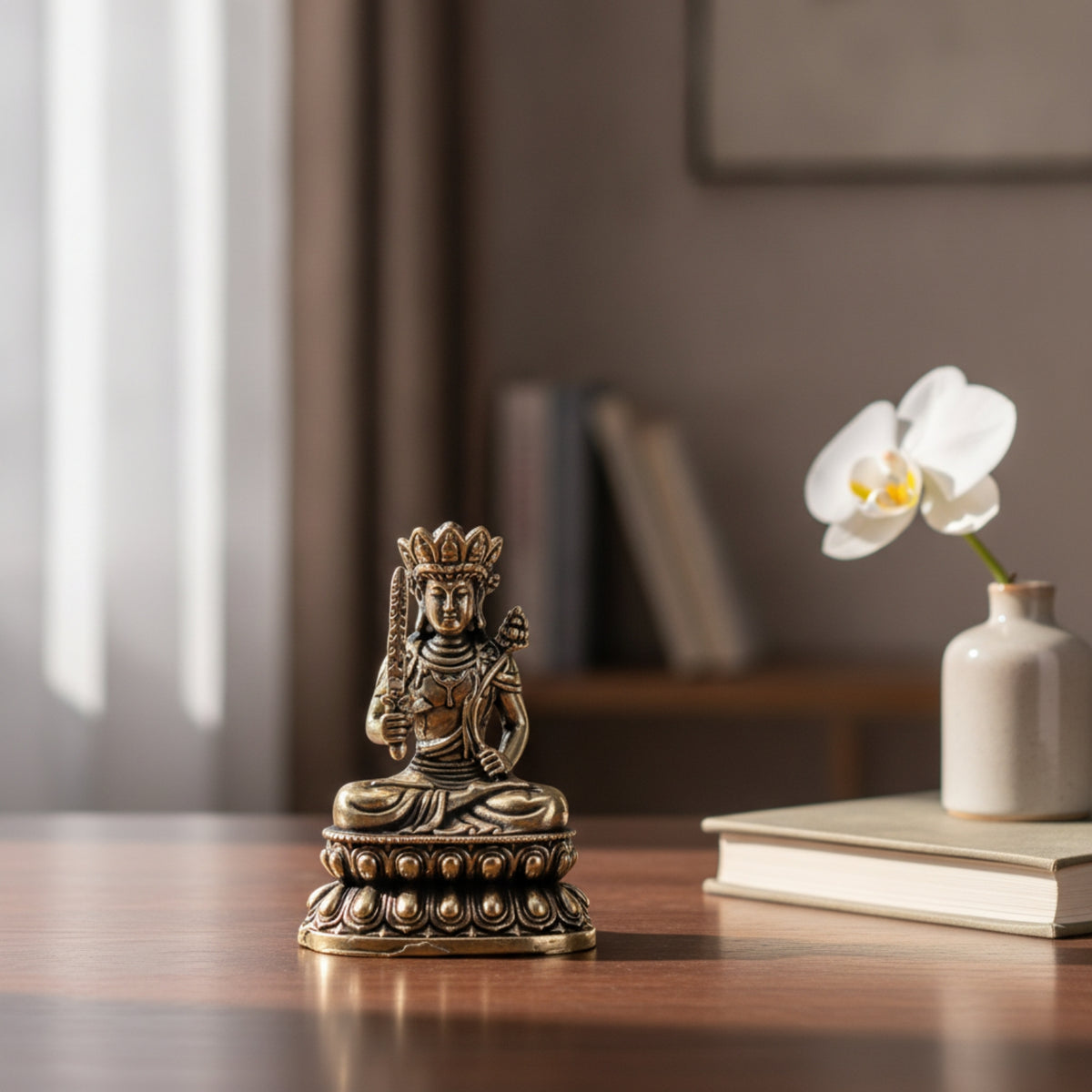 Void Store Bodhisattva Figurine Detailed Bodhisattva Figurine with Pedestal Portable Sculpture for Collectors, Altar