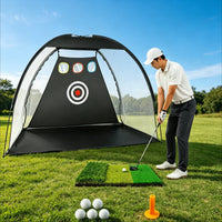 Portable Golf Hitting Net Easy to Install Golf Chipping Net Set Heavy Duty Sports Training Equipment Force-Resistant Resistant for Golfers, Beginners, Backyard, Indoor, Garage