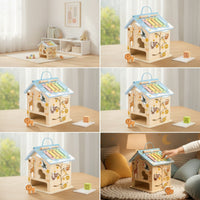 Wooden Toy House with Xylophone Interactive Busy House Learning Busy Box Sensory for Toddlers, Playroom