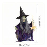 Witch Decoration with Glowing Eyes Halloween Glowing Witch Decoration Prop Animated Sound-Activated for Haunted Houses, Porch