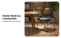 Simple Modern Design Wheeled Training Chair with Backrest Hook Mobile Rolling Swivel Chair Space-Saving Conference Seating Soft Cushion for Trainees, Students, Adults, Meeting Room, Bedroom