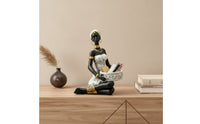 Figurine with Basket Sculptural Statue with Bowl Handmade Key Bowl for Vanity