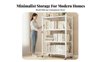 Installationno-installation Foldable Wheeled Shelving Unit No Assembly Required Foldable Metal Rack on casters Multi-Purpose Household Storage Space Saving for Apartment Dwellers, Office Workers, Living Room, Bedroom, Balcony, Kitchen