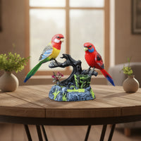 Detailed Parrot Figurine Tropical Parrot Statue Realistic Figurine with Branch Base Lifelike for Collectors