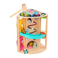 Multiple Activities Rotating Slide Track Toy Interactive Multifunction Wooden Play Set Hand-Eye Coordination Wooden Activity Cube Educational for Toddlers, Preschoolers