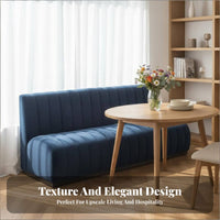 ribbed-tuftedTufted Settee Highssolid wood backrestrest Sofa navy Upholstery Dining Banquette for Homeowners, Interior Designers, Restaurant, Hotel Lobby, Office