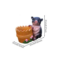 Hand-Painted Pig Ornament Sculpted Pig Statue Small Resin Figurine Decorative for Courtyard, Park, Window Display