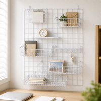 Wire Net Rack, Display Rack, Set of 10, White Metal Rack, Self-Adhesive