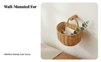 Wall Mounted Storage Basket Easy to Clean Imitation Rattan Hanging Basket Kitchen Storage Holder Breathable Design for Entryway