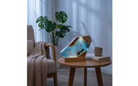 Decorative Resin Lamp with Wood Base Artisanal Wood Resin Lamp Unique Light with Wooden Base Compact for Gift Shoppers, Bedside Table