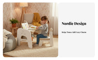 Rounded Corners Adjustable Kids Table and Chair Set Ergonomic Design Toddler Study Desk with Storage Material Multifunctional Play Table Set Stable Load-Bearing for Toddlers, Preschoolers, Parents, Playroom, Bedroom, Nursery, Classroom