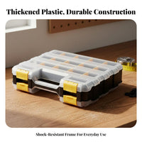 Heavy Duty Double-Sided Parts Organizer Secure Plastic Screw Organizer Transparent Lid for DIYers, Workshop, Home Repair, Craft Room
