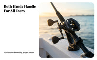 Star Drag Black Baitcasting Reel T-Shaped Line Outlet Saltwater Baitcaster Foam Grip Deep Spool Reel Compact