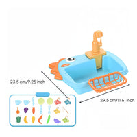 Circulating Play Sink with Fishing Toys Battery-Operated Toy Sink with Running Water Interactive Water Play Toy Child-Friendly for Preschoolers, Toddlers, Kids, Playroom, Preschool, Sensory Table