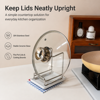 Pan Lid Holder, Chopping Board Holder, 304 Stainless Steel Pan Organiser, Countertop Saucepans Lid Storage for Home Cooks