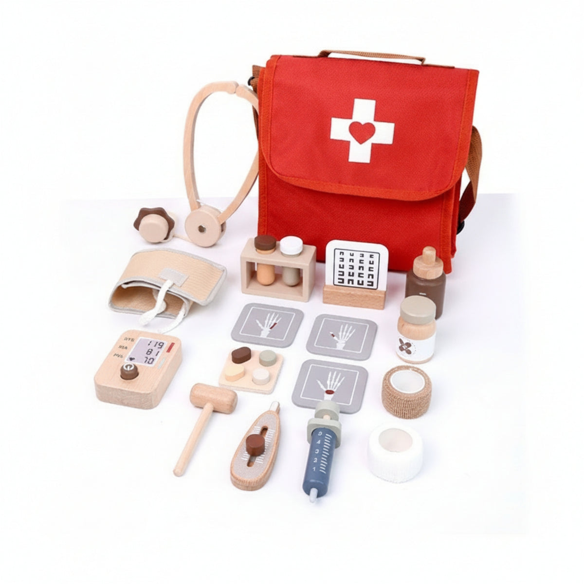 Doctor Backpack Set Toy Children's Examination Set Wooden Interactive for Children