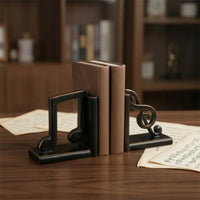 Music Note Bookends Compact Decorative Bookends Space-Saving Book Holders for Readers, Bookshelf