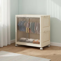 Easy Assembly Foldable Storage Cabinet Large Capacity Folding Storage Cabinet with Doors Portable Collapsible Closet with Doors Formaldehyde-Safe for Children, Students, Bedroom, Dorm Room, Bathroom
