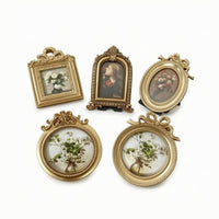 5 Pieces Tabletop Photo Frame Vintage Picture Frame with Stand Gold Tone Picture Holder for Collectors