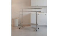 Stainless Steel Double-Rod Drying Rack Floor-Standing Double Rod Garment Rack Sturdy Long-Lasting for Balcony