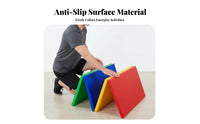 Four-Fold Tumbling Mat Foldable Folding Exercise Mat Firm-Cushioning Resilient Foam Filling for Gymnasts, Athletes, Gymnastics, Stretching