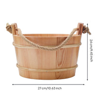 Sauna Bucket with Rope Handles Rustic Wooden Sauna Bucket and Ladle Set Traditional for Spa Professionals, Steam Room, Bathhouse