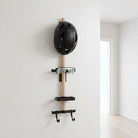 Wood Bike Gear Hanger Space Saving Biking Helmet Wall Mount for Cyclists