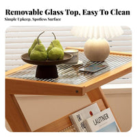 Minimalist design C-Shaped Sofa Table Japanese Aesthetic C-Shaped Tray Table Space-Saving Living Room Furniture Multi-Purpose for Apartment Dwellers, Homeowners, Home Workers, Bedroom, Balcony, Small Spaces
