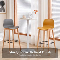 Nordic Design Molded Seat High Stool Modern Simple Design Bar Chair Built-in Footrest Seating Furniture Ergonomic Backrest for Homeowners, Business Owners, Entertainers, Kitchen Island, Restaurant, Reception Area, Pantry