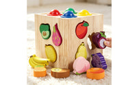 Wooden Activity Cube with Blocks Colorful Shape Sorting Toy with Mallet Smooth Shape Sorter for Preschoolers, Playroom