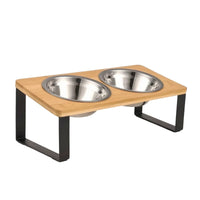 Elevated Pet Feeder with Stainless Steel Bowls Compact Bowl Stand with Stainless Steel Bowls Sturdy Double Diner for Young Dogs, Indoor
