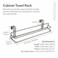 Wall-Mounted Towel Rack for Pantry and Bathroom, 201 Stainless Steel Door Organizer and Hanging Versatile Storage