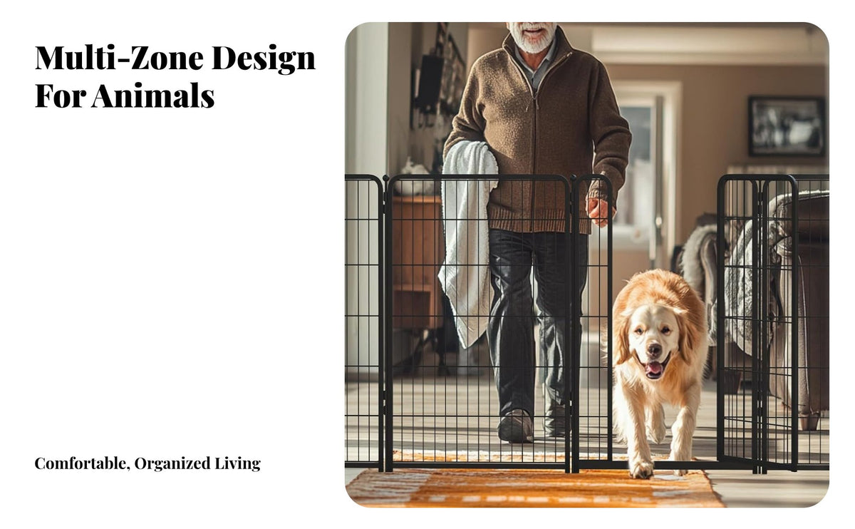 Interadaptableable Panel Pen Indoor and Outdoor Use Interadaptableable Wire Playpen Expandable Design Pet Fence for Dog Owners, Outdoors, Indoors