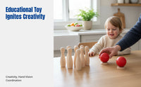 Wooden Bowling Set, Durable Wood Desktop Game, Parent-Child Interactive, Two-Player, Indoor Outdoor Educational Toy