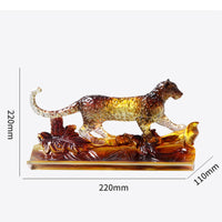 Leaping Cat Ornament Honey-Hued Animal Statue Modern Decor for Office
