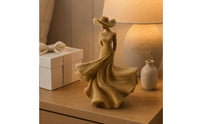 Flocked Nordic Woman Figurine Velvet-Like Hat Lady Figurine Draped Skirt Standing Woman Statue Sculptural