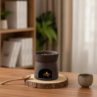 Tea Light Warmer with Bowl Heat-Resistant Ceramic Incense Burner Herb Burner Minimalist Tealight Holder Decorative