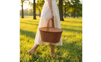Picnic Basket with Lid Rattantype with Handle Sturdy for Shopping